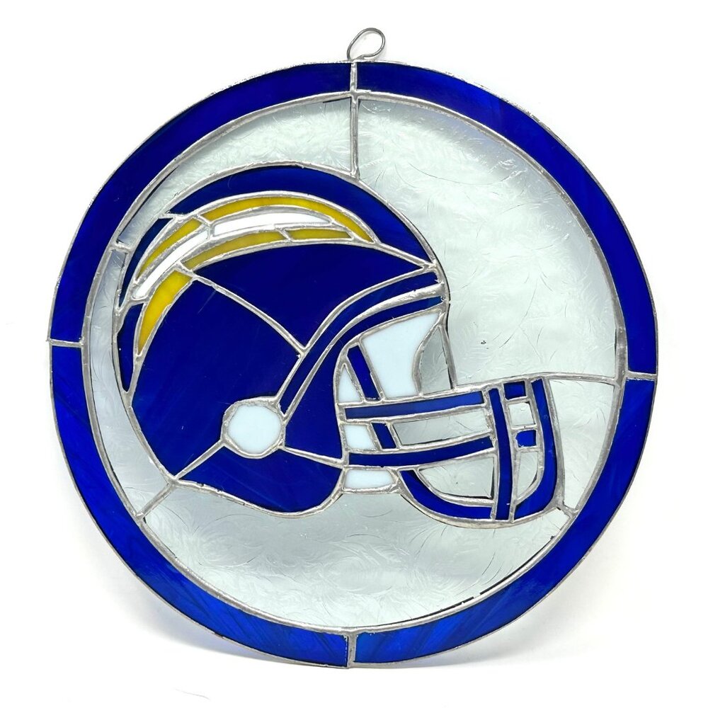 Stained Glass Art Chargers Team Football Helmet in Round Design